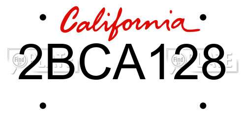 2BCA128 California License Plate