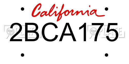 2BCA175 California License Plate