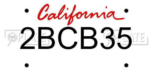 2BCB35 California License Plate