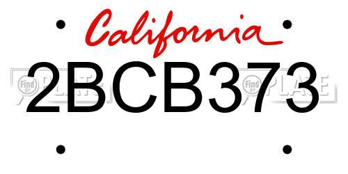 2BCB373 California License Plate