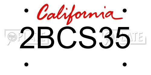 2BCS35 California License Plate