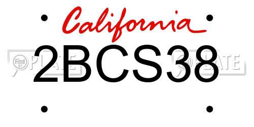 2BCS38 California License Plate