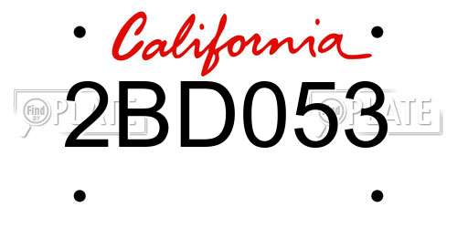 2BD053 California License Plate
