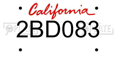 2BD083 California License Plate