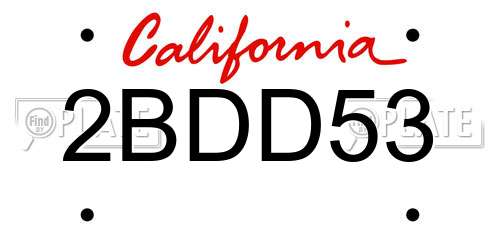2BDD53 California License Plate