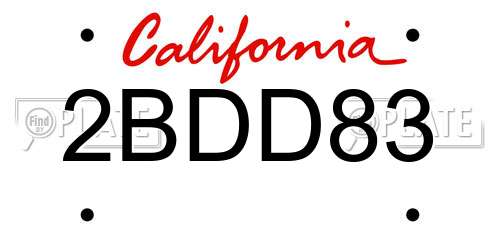 2BDD83 California License Plate