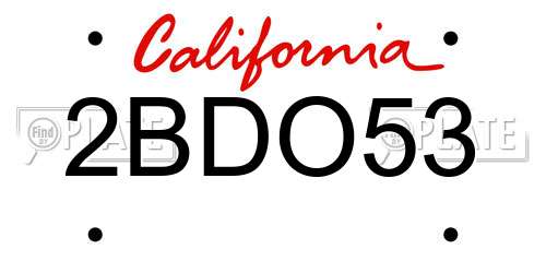 2BDO53 California License Plate