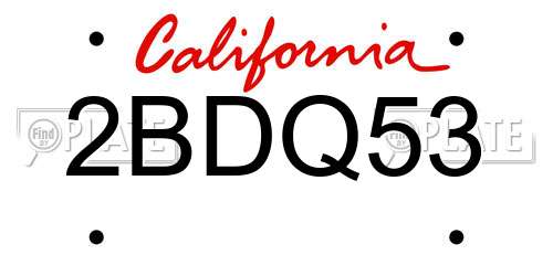 2BDQ53 California License Plate