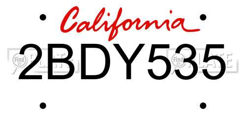 2BDY535 California License Plate