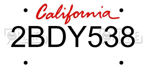 2BDY538 California License Plate