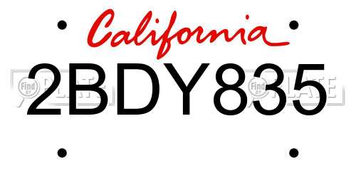 2BDY835 California License Plate