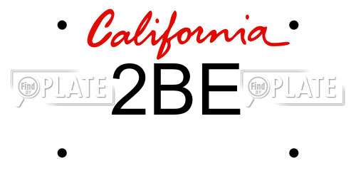 2BE California License Plate