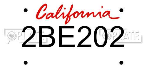2BE202 California License Plate