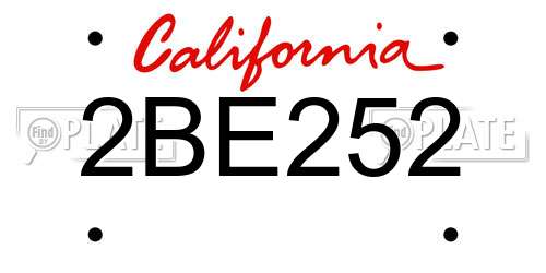 2BE252 California License Plate