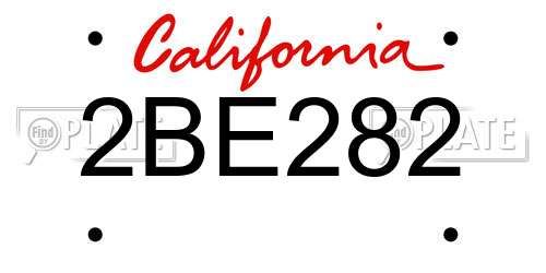 2BE282 California License Plate