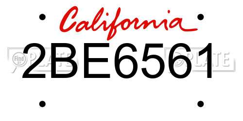 2BE6561 California License Plate