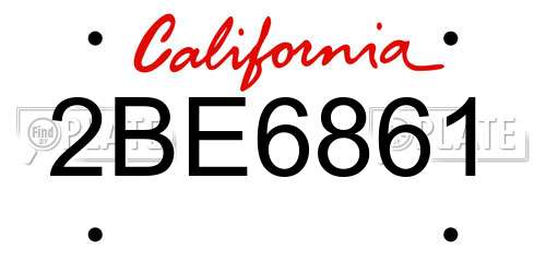 2BE6861 California License Plate