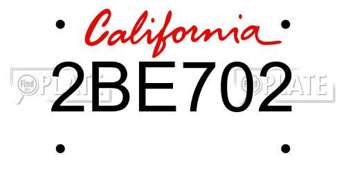 2BE702 California License Plate