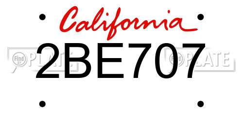 2BE707 California License Plate