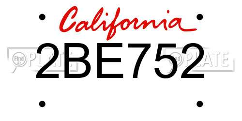 2BE752 California License Plate