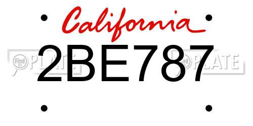 2BE787 California License Plate
