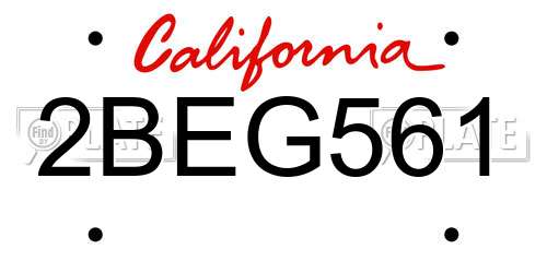 2BEG561 California License Plate