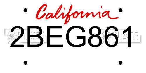 2BEG861 California License Plate