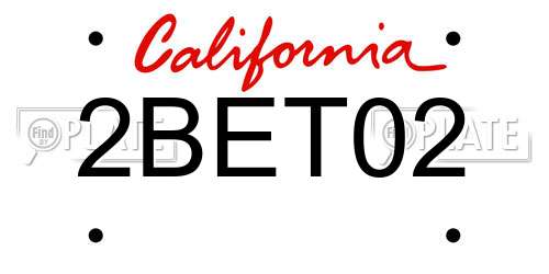 2BET02 California License Plate