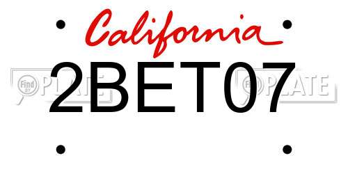 2BET07 California License Plate