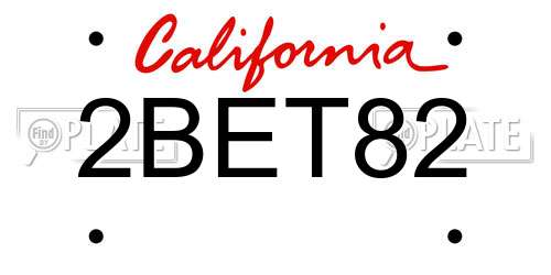2BET82 California License Plate