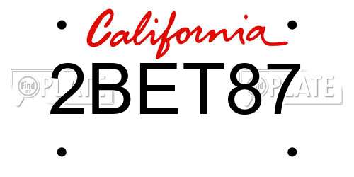 2BET87 California License Plate