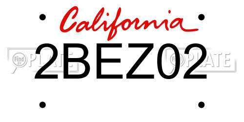 2BEZ02 California License Plate