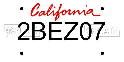 2BEZ07 California License Plate