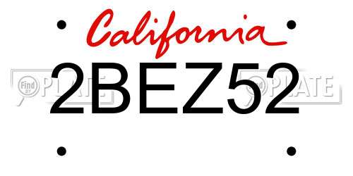 2BEZ52 California License Plate