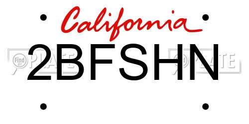 2BFSHN California License Plate