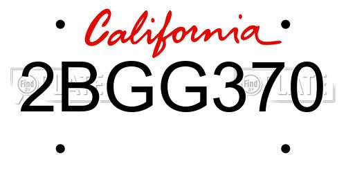 2BGG370 California License Plate