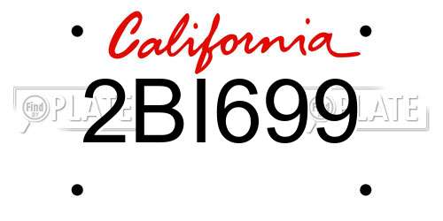 2BI699 California License Plate