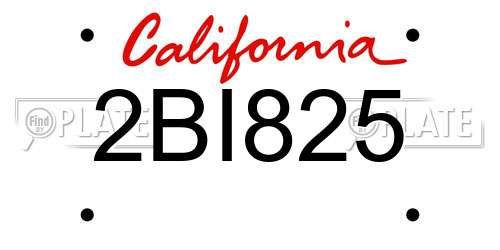 2BI825 California License Plate