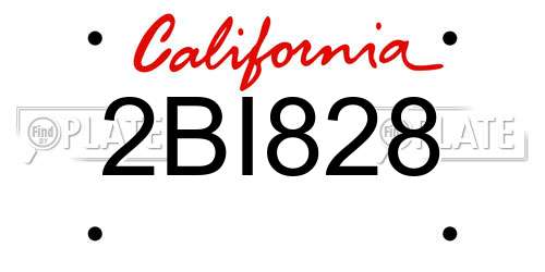 2BI828 California License Plate