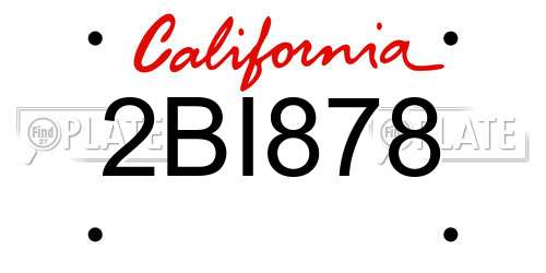 2BI878 California License Plate