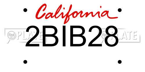 2BIB28 California License Plate