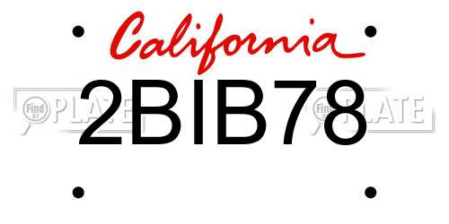 2BIB78 California License Plate