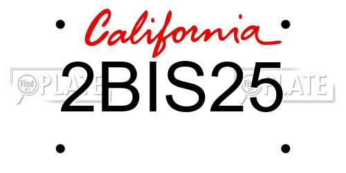 2BIS25 California License Plate