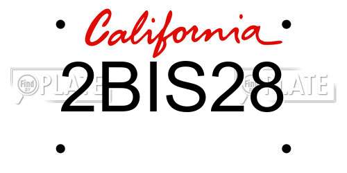 2BIS28 California License Plate