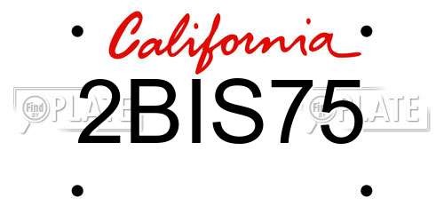2BIS75 California License Plate