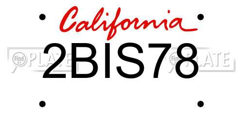 2BIS78 California License Plate