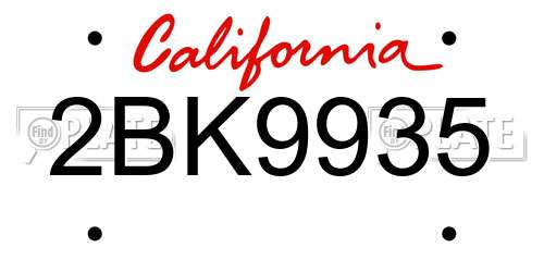 2BK9935 California License Plate
