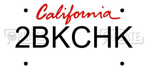 2BKCHK California License Plate