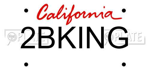 2BKING California License Plate