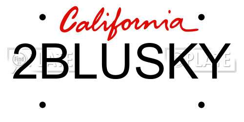 2BLUSKY California License Plate